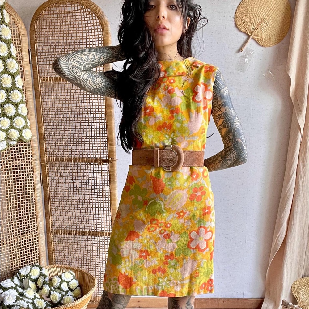 Retro 1970s flower power dress.